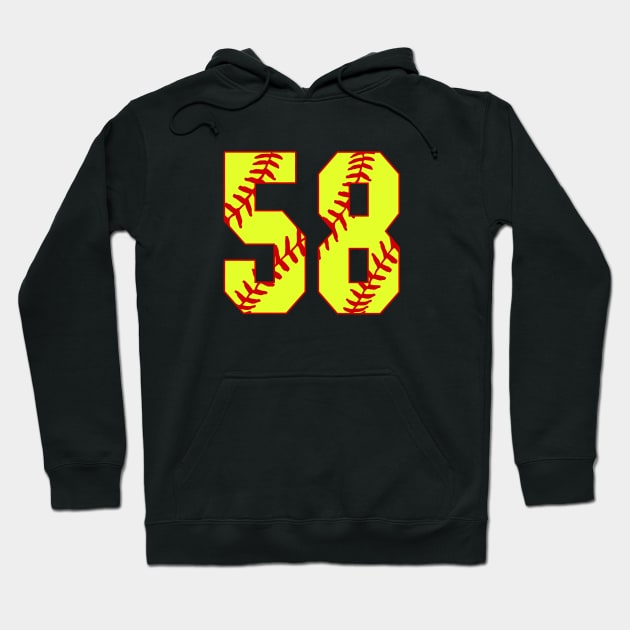Fastpitch Softball Number 58 #58 Softball Shirt Jersey Uniform Favorite Player Biggest Fan Hoodie by TeeCreations